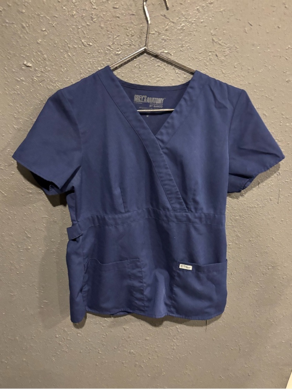 AB Studio Navy V-Neck Short Sleeve Medical Top